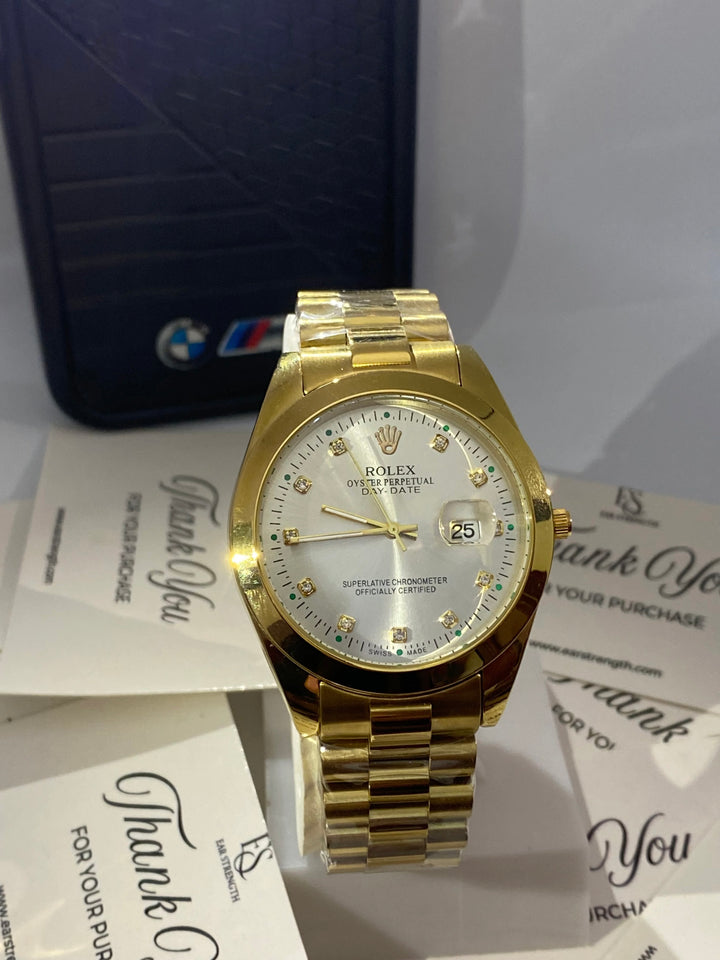Rolex Oyster Perpetual Datejust – White Dial Gold Edition - EarStrength